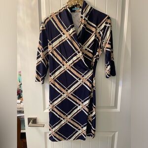 J. McLaughlin faux wrap dress medium navy
